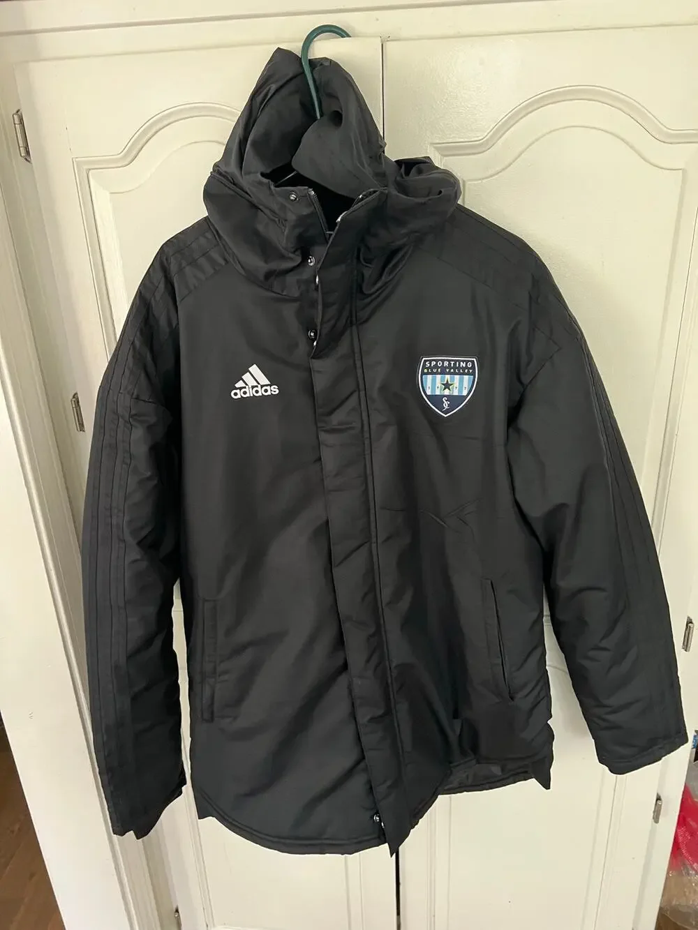 Adidas Sporting Blue Valley Hooded Soccer Parka Jacket Black Men’s M Coat